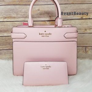 Kate Spade New Medium Staci Satchel Light Crepe Pink Large Bifold Wallet Pink